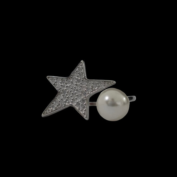 Pearl Star Ring Silber