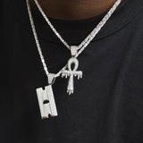 Iced Razor Blade Chain Silber